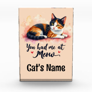 Bunte Katze - Du hast mich bei Miau Wasserfarbe Fotoblock