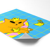 Bunte Katze im Pool-Badezimmer Poster (Ecke)