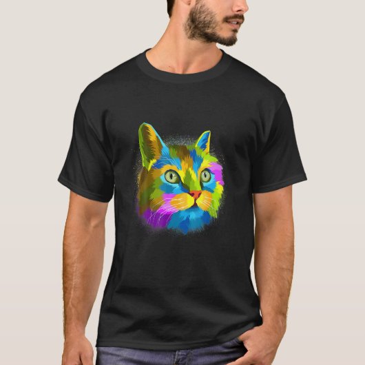 Bunte Katze Kätzchen T-Shirt (Vorderseite)