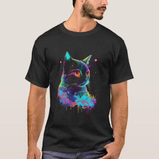 Bunte Katze Kitten Adoption Psychedelische Kunst T-Shirt