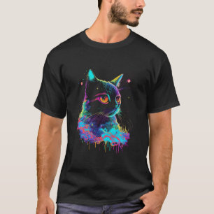 Bunte Katze Kitten Adoption Psychedelische Kunst T-Shirt