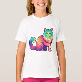 Bunte Katze Langhaar-Katze Liebhaber T-Shirt