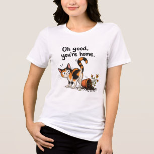 Bunte Katze Lustige Katze Blumentopf Desaster  Tri-Blend Shirt