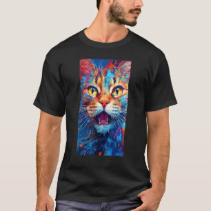 Bunte Katze mit gelber Augenkatze Grafik Katze Kat T-Shirt
