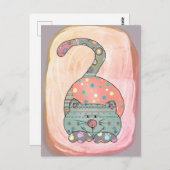 Bunte Katze Postkarte (Vorne/Hinten)