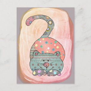 Bunte Katze Postkarte