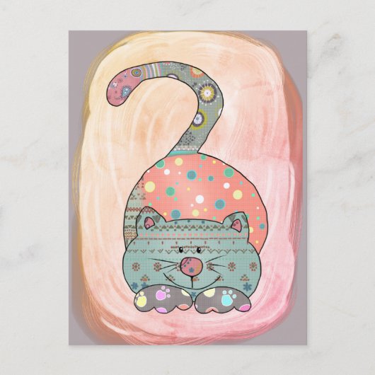 Bunte Katze Postkarte (Vorderseite)