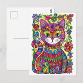 Bunte Katze. Postkarte (Vorne/Hinten)