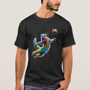 Bunte Katze spielt Volleyball-Spieler Kätzchen Lie T-Shirt