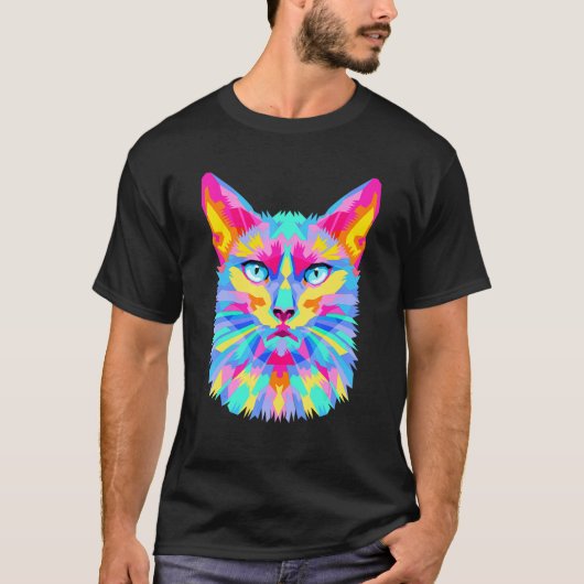 Bunte Katze T-Shirt (Vorderseite)
