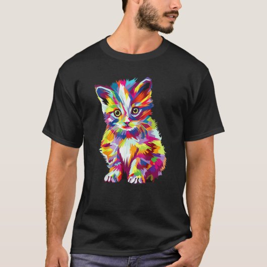 Bunte Katze T-Shirt (Vorderseite)