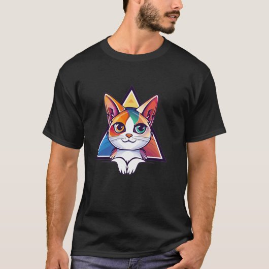 Bunte Katze T-Shirt (Vorderseite)