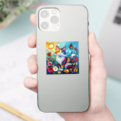 Bunte Katze und Schmetterling Aufkleber (Telefon)