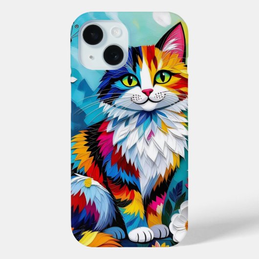 Bunte Katze und Schmetterling Case-Mate iPhone Hülle (Rückseite)