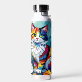 Bunte Katze und Schmetterling   Trinkflasche (Links)