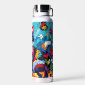 Bunte Katze und Schmetterling   Trinkflasche (Rückseite)