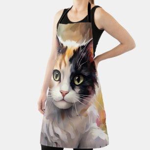 Bunte Katze und Schmetterlinge im Frühlingsgarten Schürze