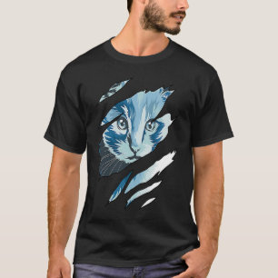 Bunte Katze zerrissenes Tuch T-Shirt