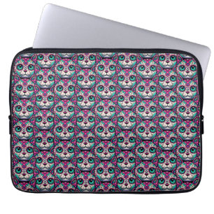 Bunte Katze Zuckerschädel Laptopschutzhülle