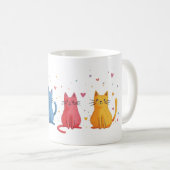 Bunte Katzen Cartoon Kaffeetasse (VorderseiteRechts)