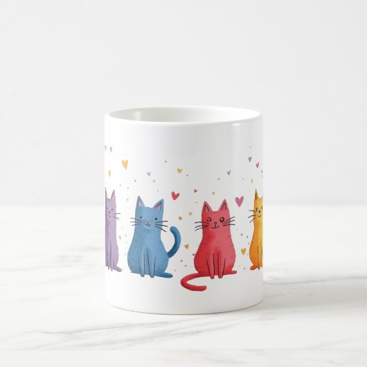Bunte Katzen Cartoon Kaffeetasse (Mittel)