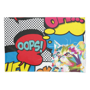 Bunte Katzen-Comic-Hoffnungs-Iconic Pop-Kunst Kissenbezug
