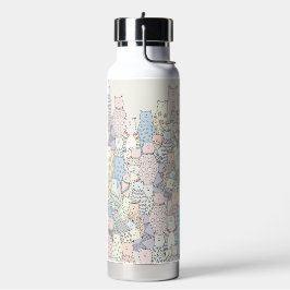 Bunte Katzen-Doodle-Kunst Trinkflasche