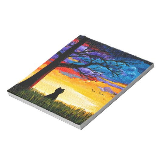 Bunte Katzen-Eichen-Landschaft Creationarts Notizblock (Rotiert)