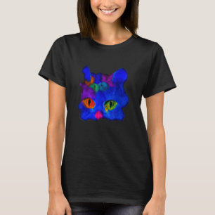 Bunte Katzen Gesicht Meow Kitty süße Katzen Kunst  T-Shirt
