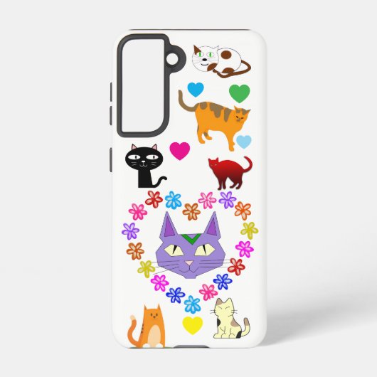 Bunte Katzen & Herzen Samsung Galaxy Hülle (Rückseite)