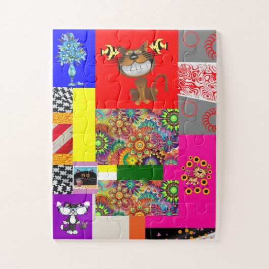 Bunte Katzen Kätzchen Abstrakte Puzzles (Vertikal)