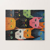 BUNTE KATZEN KUNST-PUZZLE PUZZLE (Horizontal)