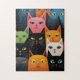 BUNTE KATZEN KUNST-PUZZLE PUZZLE