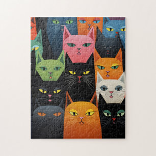 BUNTE KATZEN KUNST-STECKPÜZZLE PUZZLE