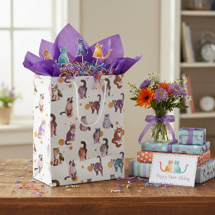 Bunte Katzen Mittlere Geschenktüte