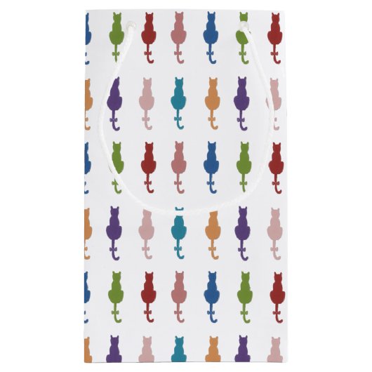 Bunte Katzen-Monogramm-Geschenk-Tasche Kleine Geschenktüte (Rückseite)