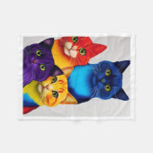 Bunte Katzen-Porträt-Decke Fleecedecke (Vorderseite (Horizontal))