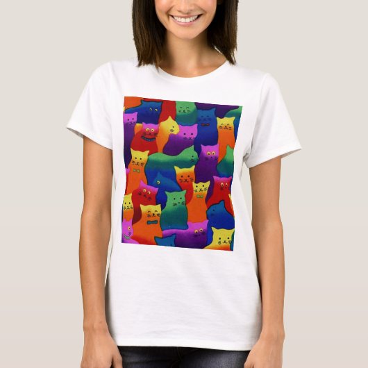 Bunte Katzen T-Shirt (Vorderseite)