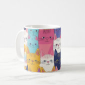 Bunte Katzen-Tasse – Verspielte Feline Pop-Art Kaffeetasse (Vorderseite Links)