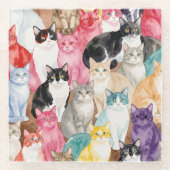 Bunte Katzen-Unterleger Glasuntersetzer (Vorderseite)