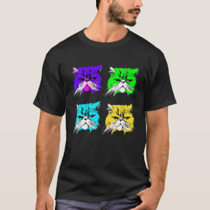 Bunte Katzen Vier Katzenköpfe Pop T-Shirt