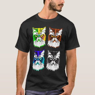 Bunte Katzen Vier Katzenköpfe T-Shirt