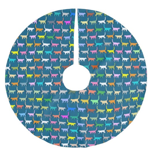 Bunte Katzen - Weihnachtsbaum-Rock Polyester Weihnachtsbaumdecke (Vorderseite)