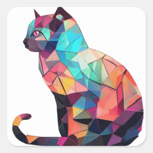 Bunte Katzenaufkleber Quadratischer Aufkleber