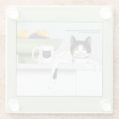Bunte Katzengesinnung Katzenküche Glasuntersetzer (Rückseite)