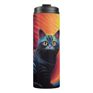 Bunte Katzenkunst-Geschenke für Katzenmutter Thermosbecher