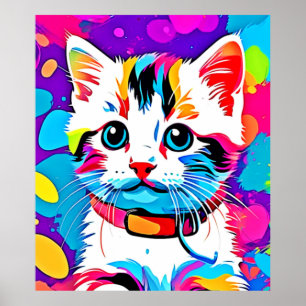 Bunte Katzenkunst Poster