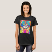 Bunte Katzenkunst T-Shirt (Vorne ganz)
