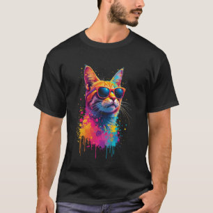 Bunte Katzenmotiv T-Shirt