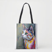 Bunte Katzenporträt Tasche (Vorderseite)